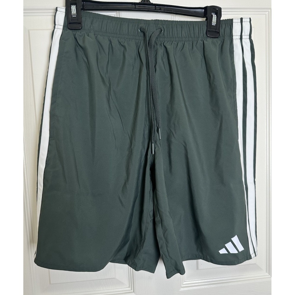 Adidas Swim Shorts Original 3 Stripe Green/White Men's Size Medium NWT $55‎